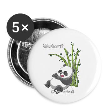 Schlafender Panda - Workout? Overrated - Buttons klein 25 mm (5er Pack) - Weiß - Vorne