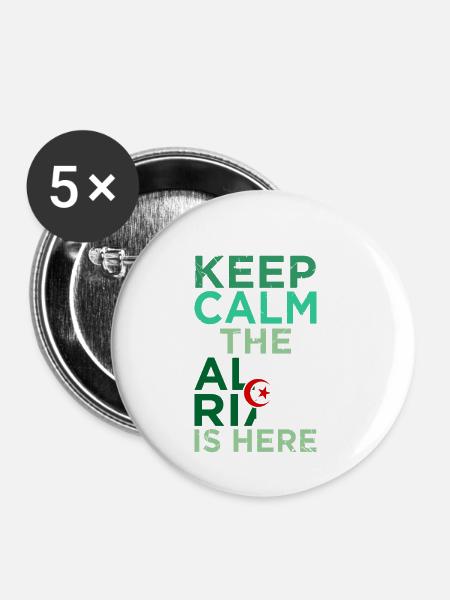 Algerien - Buttons klein 25 mm (5er Pack) - Weiß