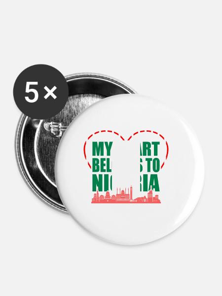 Nigeria - Buttons klein 25 mm (5er Pack) - Weiß