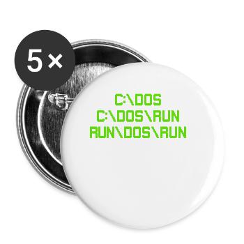 C: \ DOS C: \ DOS \ RUN RUN \ DOS \ RUN Funny Computer Joke - Buttons small 1''/25 mm (5-pack) - white - Front