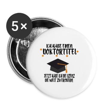 Doktortitel - Buttons klein 25 mm (5er Pack) - Weiß - Vorne