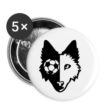 football logo chien gardien port ballon club - Lot de 5 petits badges (25 mm) - blanc - Devant