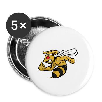 Wasp bees sting middle finger insect motif - Buttons small 1''/25 mm (5-pack) - white - Front