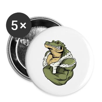 Fitness crocodile muscular sporty sport motif - Buttons small 1''/25 mm (5-pack) - white - Front