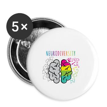 Embrace Neurodiversity Lustiger Spruch Autismus - Buttons klein 25 mm (5er Pack) - Weiß - Vorne