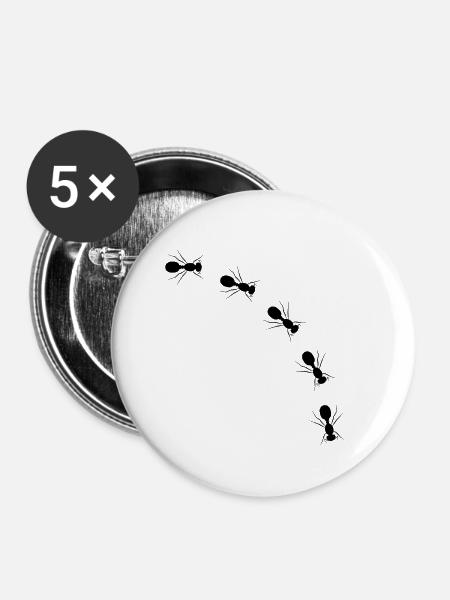Ameise - Buttons klein 25 mm (5er Pack) - Weiß