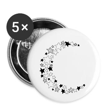 Mondsichel aus Sternen - Buttons klein 25 mm (5er Pack) - Weiß - Vorne