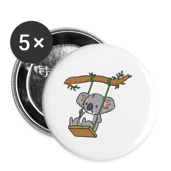 Koala - auf Schaukel - Buttons klein 25 mm (5er Pack) - Weiß - Vorne