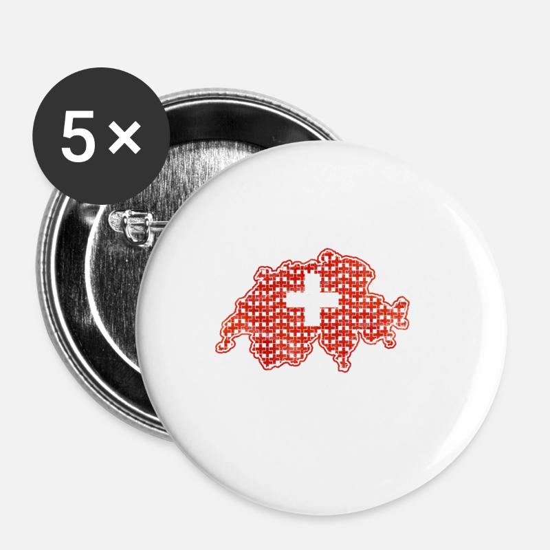 Switzerland Swiss gift idea - Buttons small 1''/25 mm (5-pack) - white
