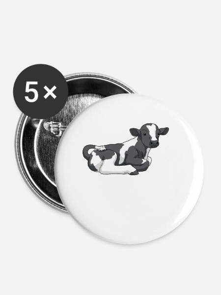 Kuh Kalb mit schwarzen Flecken - Buttons klein 25 mm (5er Pack) - Weiß