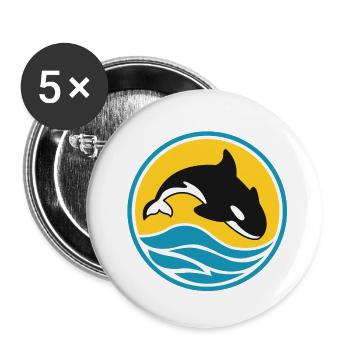 Orca - Lot de 5 petits badges (25 mm) - blanc - Devant