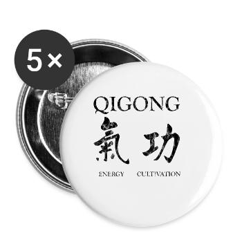 Culture d'énergie de Qigong - Lot de 5 petits badges (25 mm) - blanc - Devant