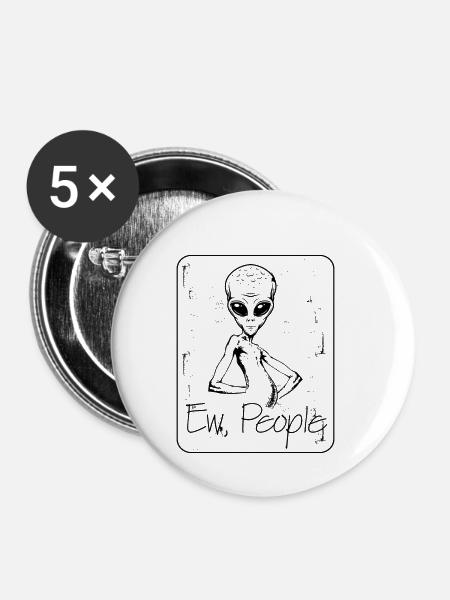 Alien - Buttons klein 25 mm (5er Pack) - Weiß