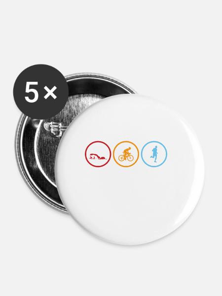 Triathlon - Buttons klein 25 mm (5er Pack) - Weiß