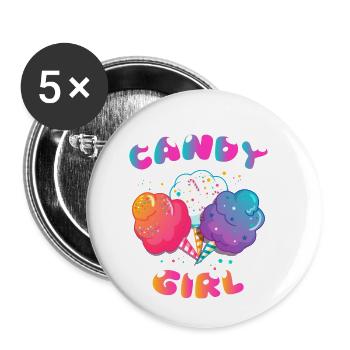 Candy Girl barbe à papa fille crème glacée cadeau - Lot de 5 petits badges (25 mm) - blanc - Devant