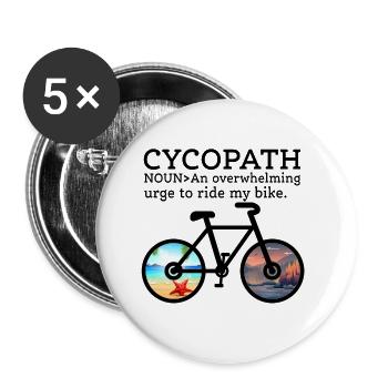 Cycopath Nomen Ein überwältigender Drang, mein Fahrrad zu fahren - Buttons klein 25 mm (5er Pack) - Weiß - Vorne