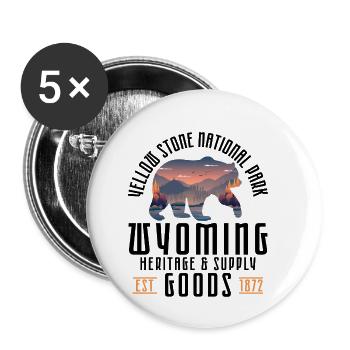 Yellow Stone Nationalpark - Buttons klein 25 mm (5er Pack) - Weiß - Vorne