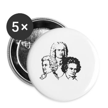 Bach Mozart Beethoven - Buttons klein 25 mm (5er Pack) - Weiß - Vorne