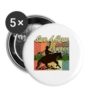 Équitation western, cowboy, western - Lot de 5 petits badges (25 mm) - blanc - Devant