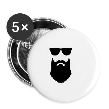 Barbe et lunettes de soleil - Lot de 5 petits badges (25 mm) - blanc - Devant