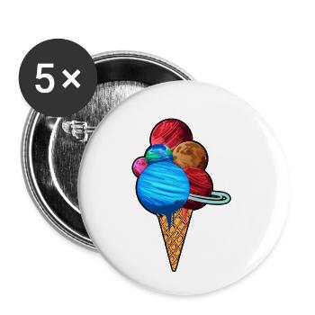 Crème glacée Space Planet Système solaire Galaxie - Lot de 5 petits badges (25 mm) - blanc - Devant
