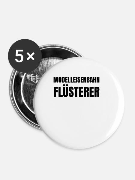 Modelleisenbahn Flüsterer - Buttons klein 25 mm (5er Pack) - Weiß