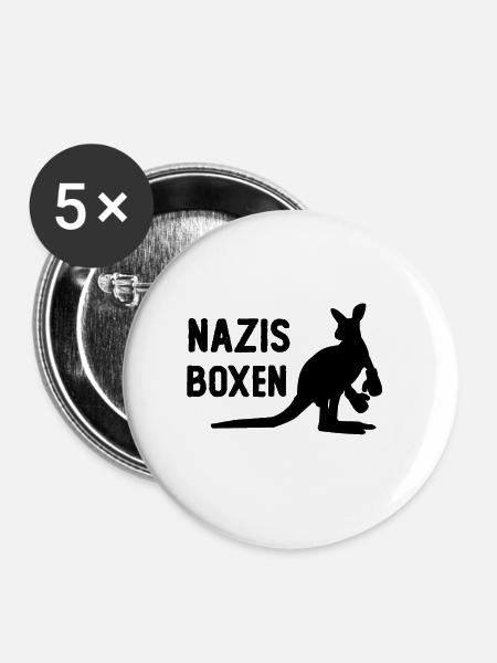 Nazis boxen - Känguru - Buttons klein 25 mm (5er Pack) - Weiß