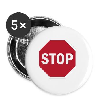 Red STOP Straßenverkehr Straßenschild Spaß einzigartiges Geschenk - Buttons klein 25 mm (5er Pack) - Weiß - Vorne