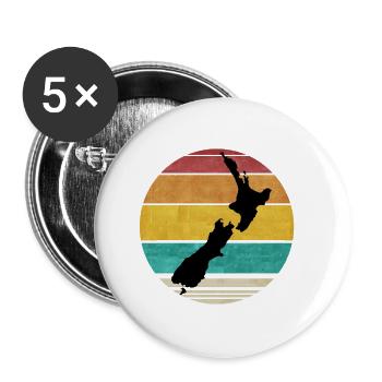 Retro New Zealand Map Design Vintage New Zealand - Buttons small 1''/25 mm (5-pack) - white - Front