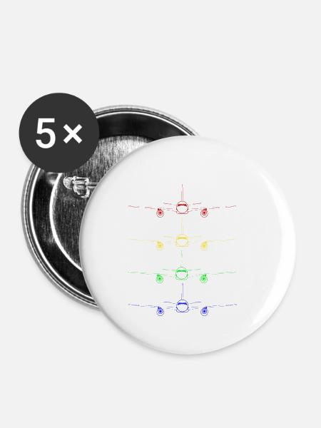 bunte airplanes - Buttons klein 25 mm (5er Pack) - Weiß