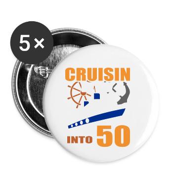 50. Geburtstag - Buttons klein 25 mm (5er Pack) - Weiß - Vorne