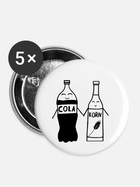 Cola Korn Pärchen - Buttons klein 25 mm (5er Pack) - Weiß
