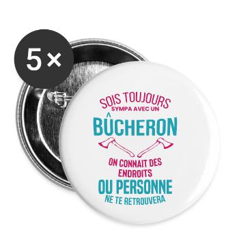 Bucheron Shirt • la hache • Veste Bucheron - Lot de 5 petits badges (25 mm) - blanc - Devant