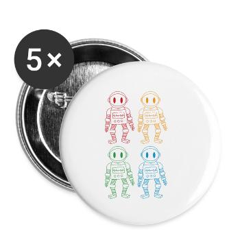 Roboter - Buttons klein 25 mm (5er Pack) - Weiß - Vorne