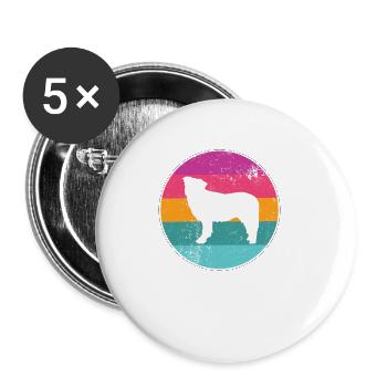 Border Collie rétro - Lot de 5 petits badges (25 mm) - blanc - Devant