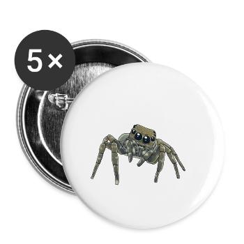 Horror Spinne Phobie Panik Spinnen Halloween - Buttons klein 25 mm (5er Pack) - Weiß - Vorne