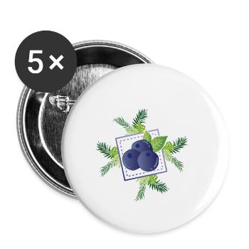 Blaubeeren - Buttons klein 25 mm (5er Pack) - Weiß - Vorne