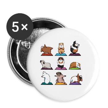 Yoga Meerschwein Meditation Yogi Namaste Geschenk - Buttons klein 25 mm (5er Pack) - Weiß - Vorne
