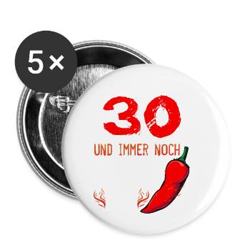 30 Und Immer Noch Scharf Wie Chili 30. Geburtstag - Buttons klein 25 mm (5er Pack) - Weiß - Vorne