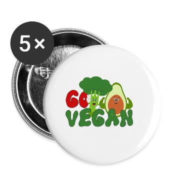 vegan, vegan, go vegan - Lot de 5 petits badges (25 mm) - blanc - Devant