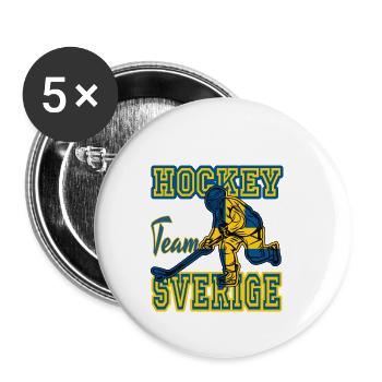 Schweden, Eishockey - Buttons klein 25 mm (5er Pack) - Weiß - Vorne