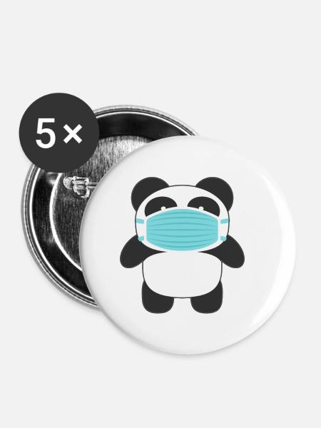 Panda - Buttons klein 25 mm (5er Pack) - Weiß