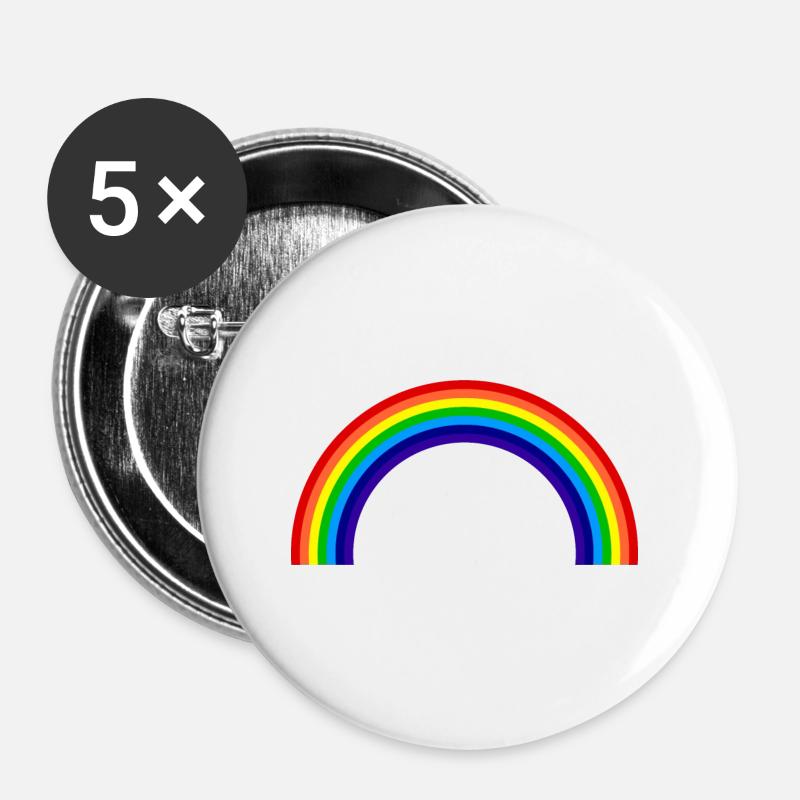 LGBT - arc-en-ciel arc-en-ciel - Lot de 5 petits badges (25 mm) - blanc