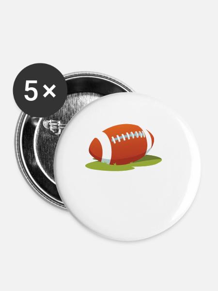 Rugby Ball - Buttons klein 25 mm (5er Pack) - Weiß