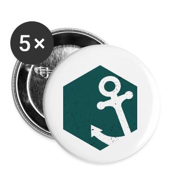 Ancre polygonale - Lot de 5 petits badges (25 mm) - blanc - Devant