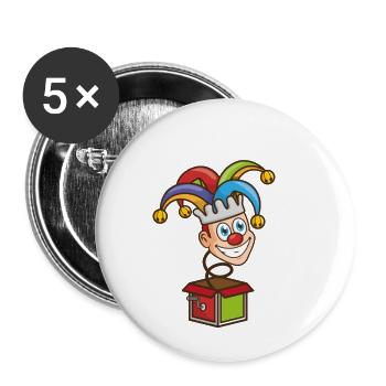 Clown der aus der Box springt - Buttons klein 25 mm (5er Pack) - Weiß - Vorne