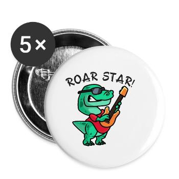 Rocker Dinosaurier Roar Star - Buttons klein 25 mm (5er Pack) - Weiß - Vorne