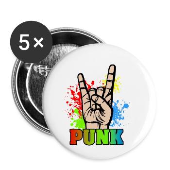 Punk Rock Handzeichen Geschenk Punkrock Fans - Buttons klein 25 mm (5er Pack) - Weiß - Vorne