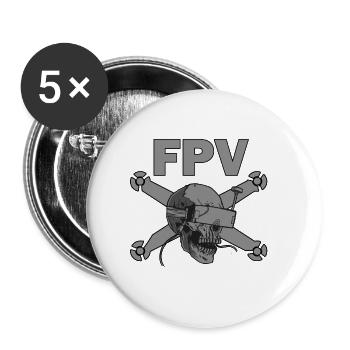 FPV Geschenkidee Dronenflieger - Buttons klein 25 mm (5er Pack) - Weiß - Vorne