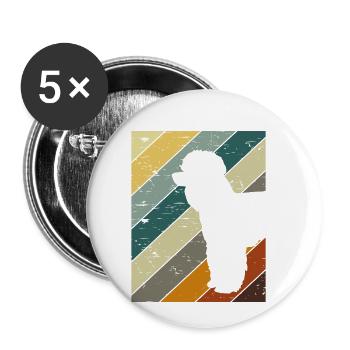 Retro Pudel Hunde - Buttons klein 25 mm (5er Pack) - Weiß - Vorne